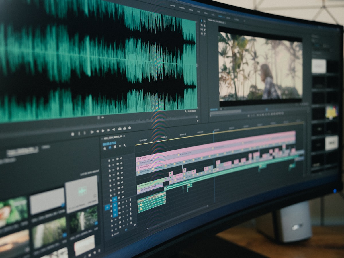Editing a wedding film in a studio in Tokyo